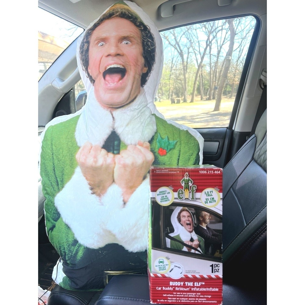 Buddy The Elf Airblown Inflatable, Car passenger Seat Buddy by Gemmy Open Box